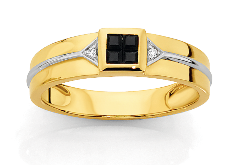 gold ring with two diamonds