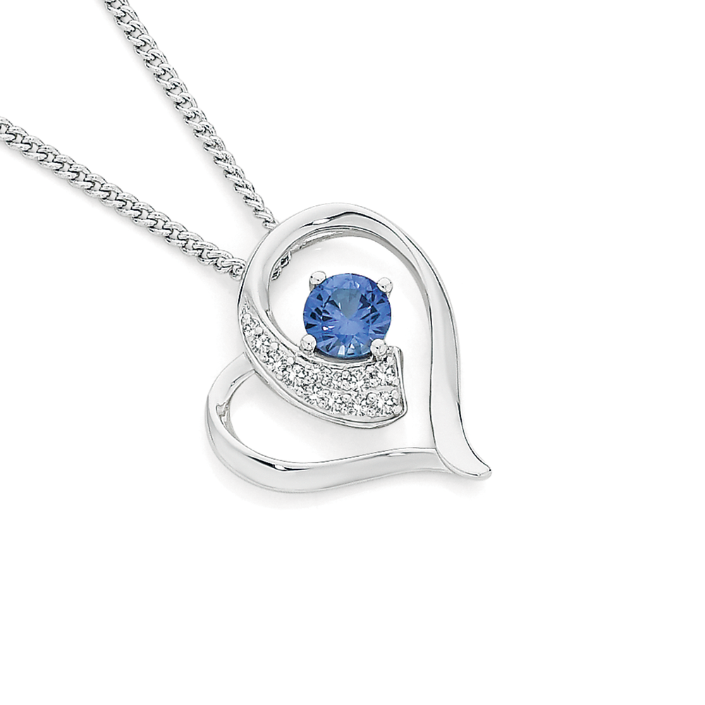 heart necklace with sapphire