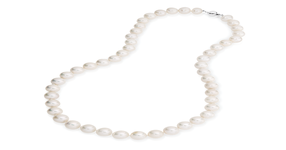 9ct White Gold Cultured Freshwater Pearl Necklace in White | Angus & Coote