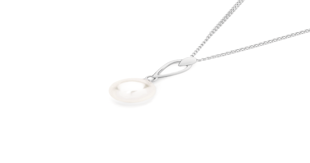 9ct White Gold Cultured Freshwater Pearl Pendant in White | Angus & Coote