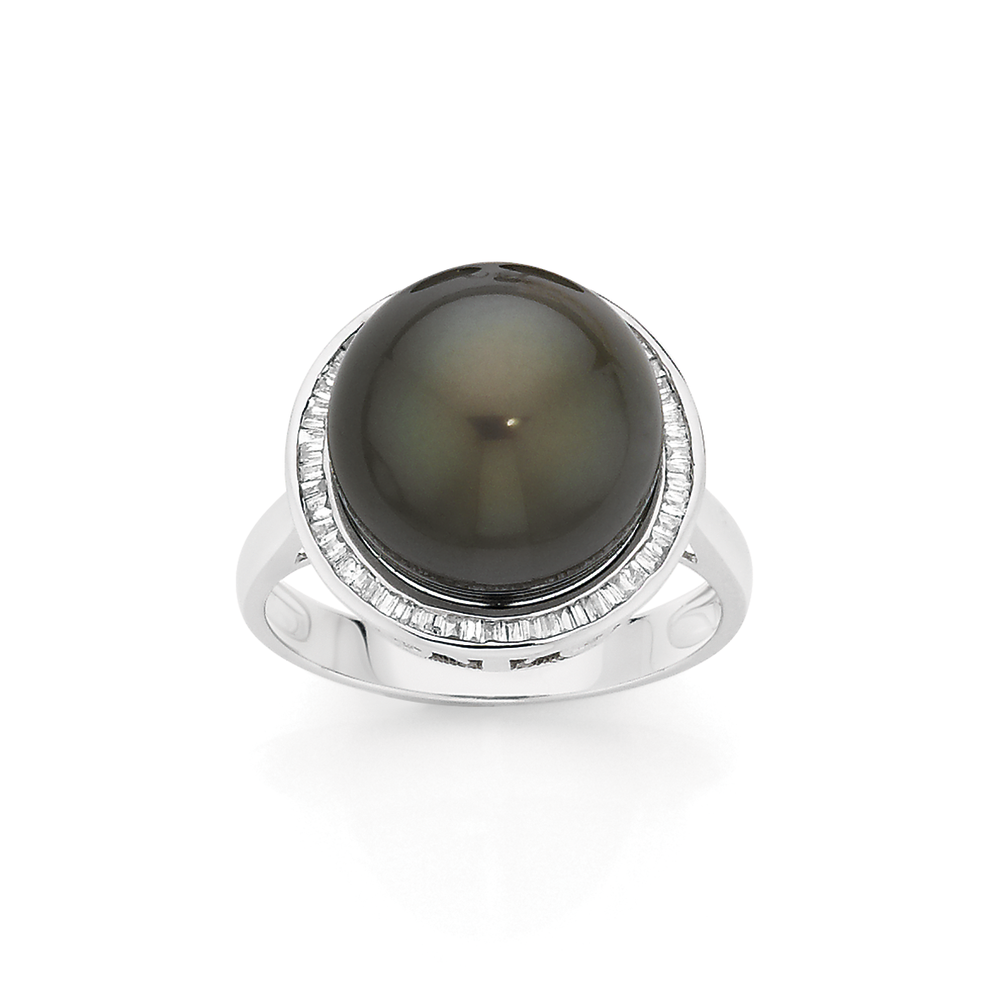 black cultured pearl ring