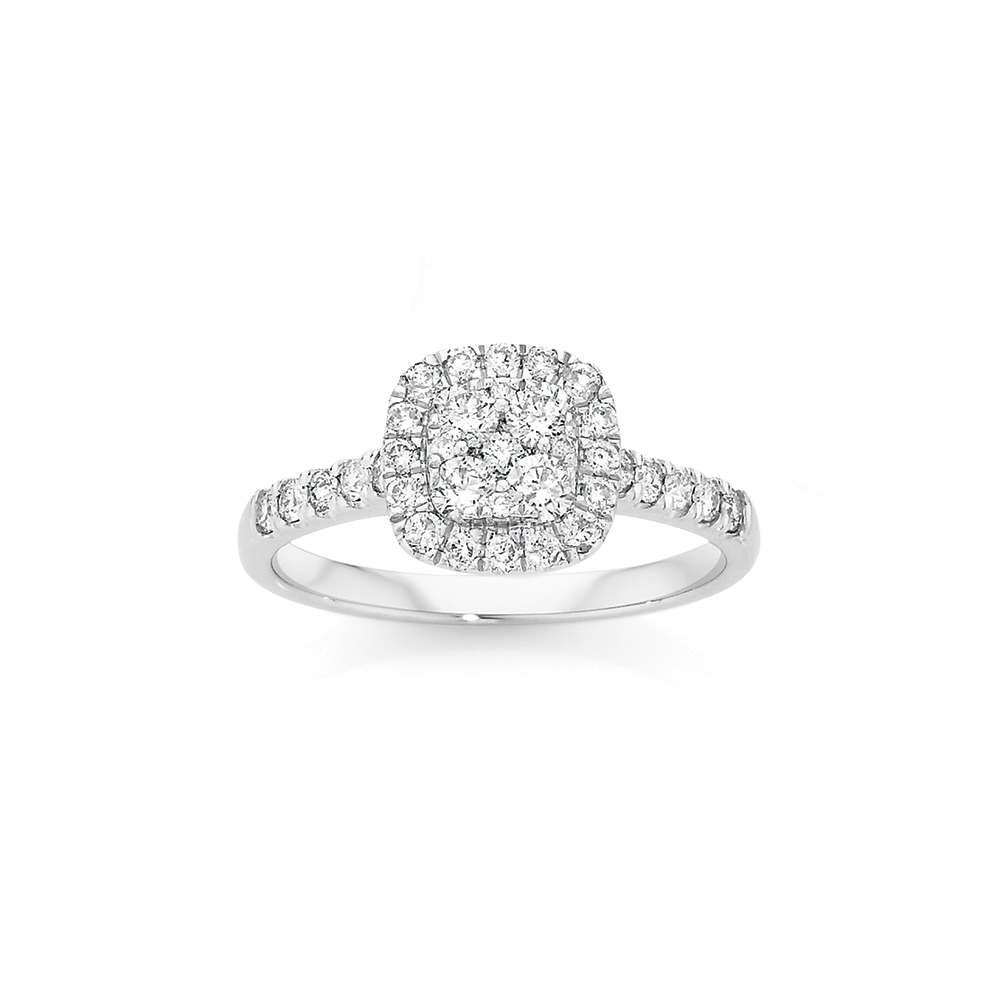 white diamond cluster ring