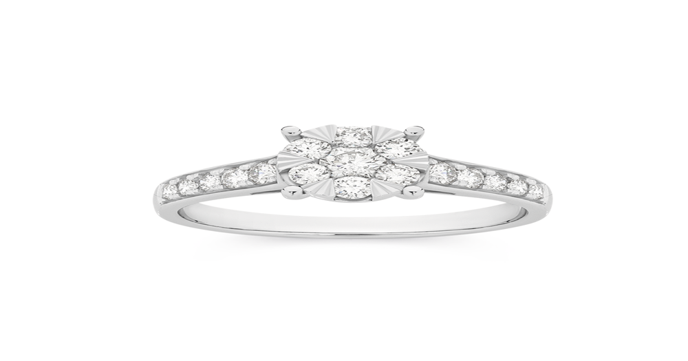 9ct White Gold Diamond Cluster Ring | Angus & Coote