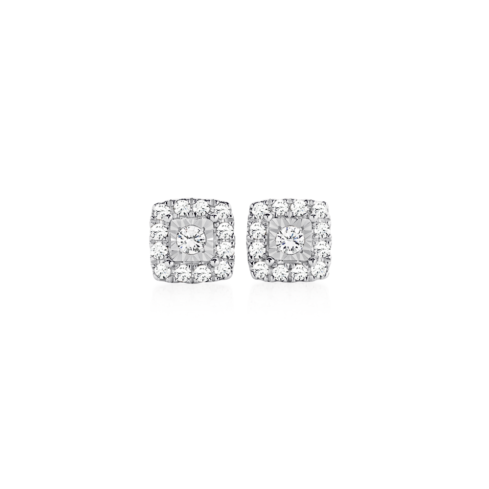 Square diamond deals stud earrings