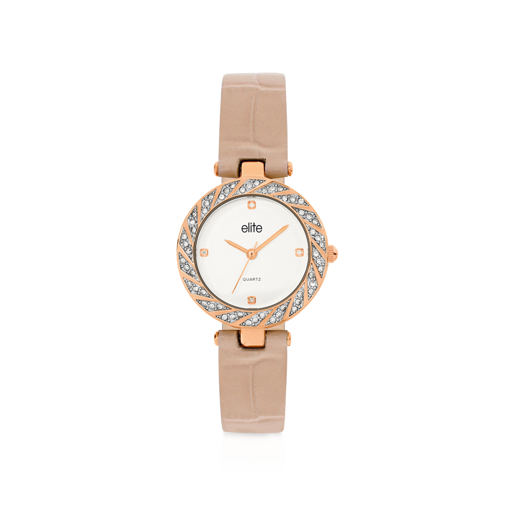 Elite ladies rose hot sale tone watch