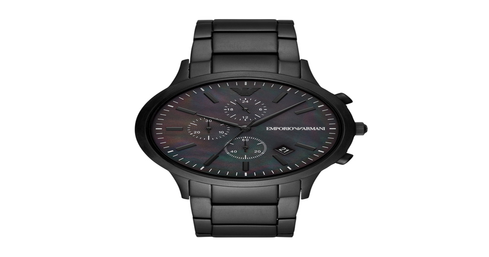 Emporio Armani Black Chronograph Watch in Black | Angus & Coote