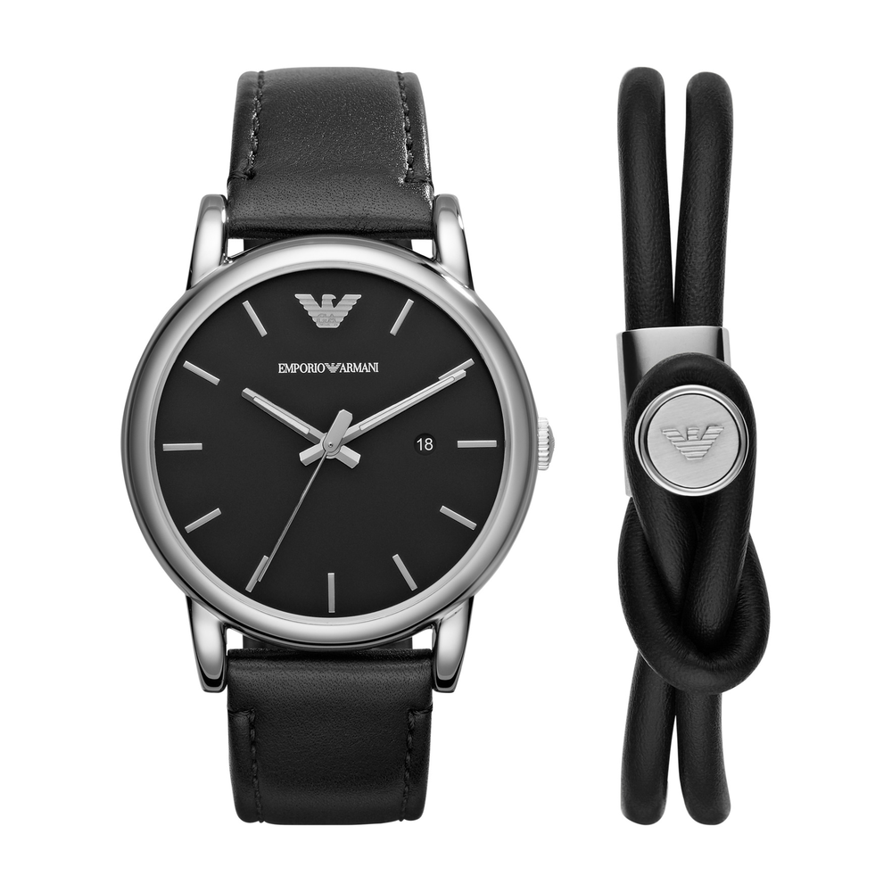 Armani watch black outlet and silver