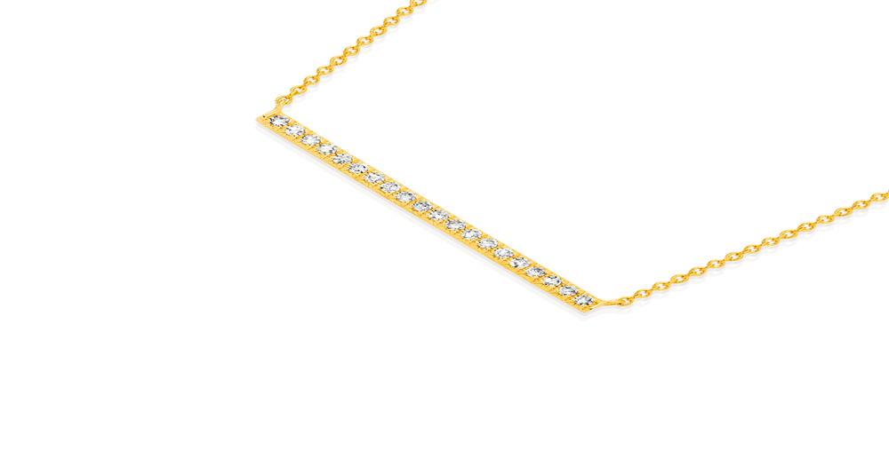 9ct Gold Diamond Gradual Curved Necklet