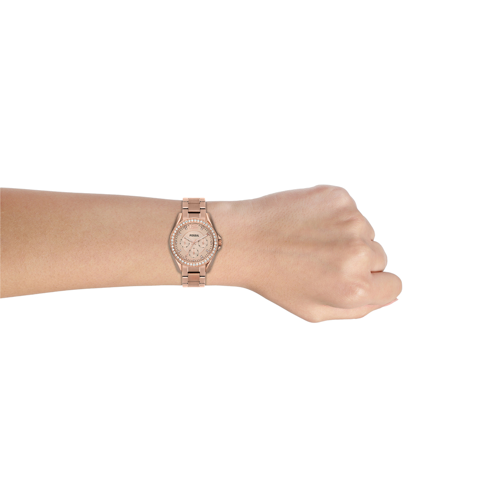 Fossil riley watch hot sale rose gold