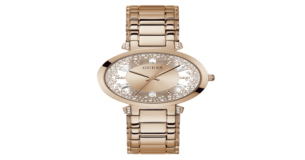 Guess Crystal Clear Ladies Watch in Rose | Angus & Coote