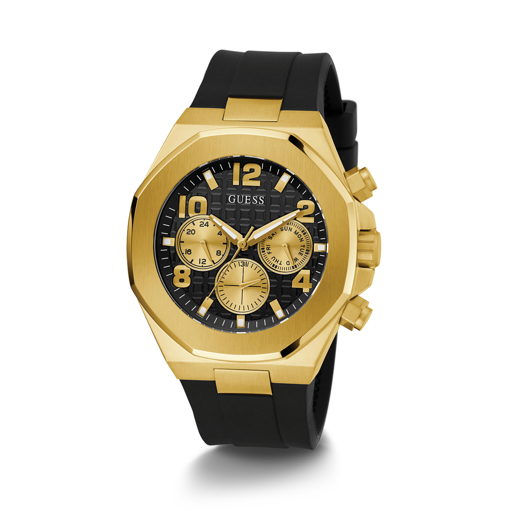 Guess men's black discount and gold watch