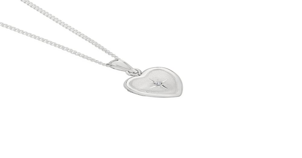 Silver 12mm Baby's First Diamond Locket in White | Angus & Coote