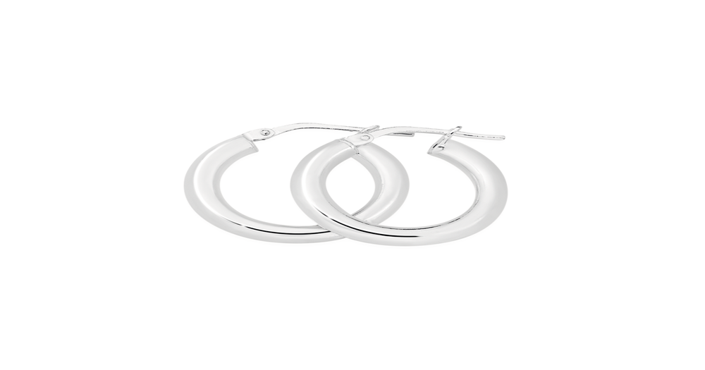 Silver 12mm Round Light Tube Hoop Earrings | Angus & Coote