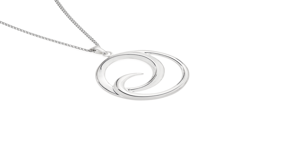 Silver 28mm Round Swirl Pendant | Angus & Coote