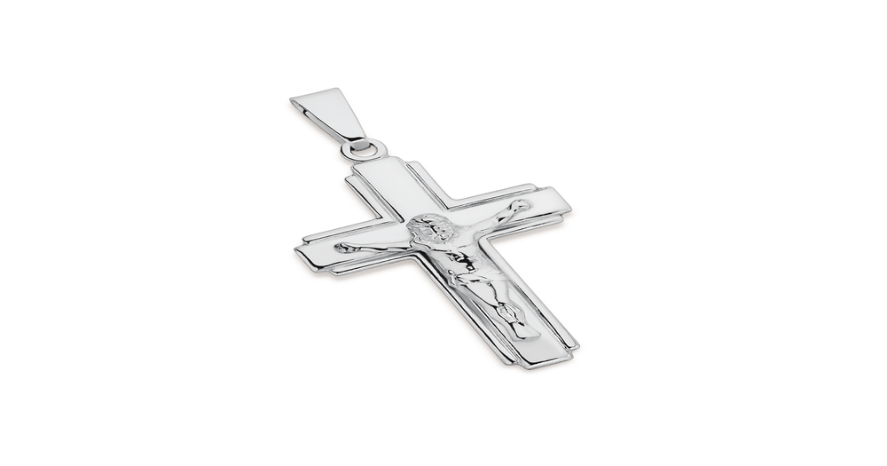 Silver 35mm Square Edge Crucifix Pendant | Angus & Coote