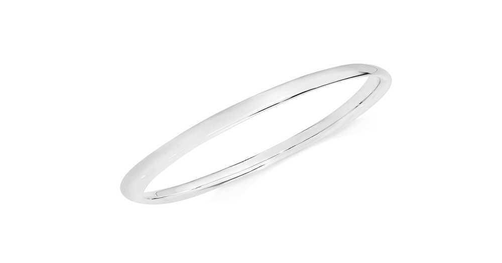 Silver 4x40mm Solid Children's Bangle | Angus & Coote