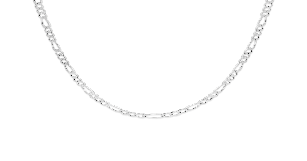 Silver 50cm 3+1 Figaro Chain | Angus & Coote