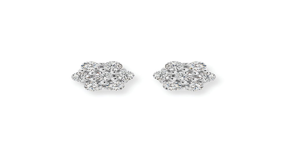 Silver Cluster Cz Stud Earrings in White | Angus & Coote