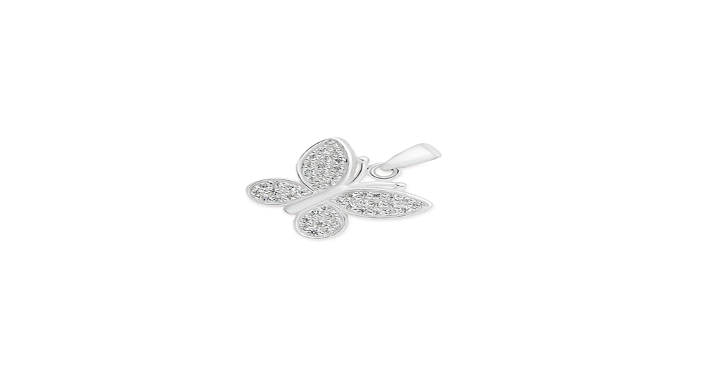 Silver Cubic Zirconia Butterfly Pendant | Angus & Coote