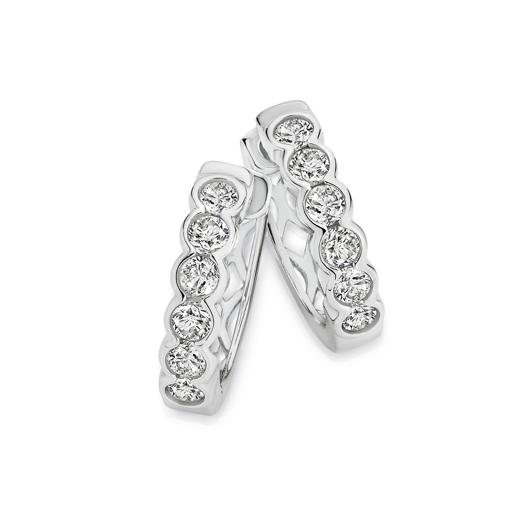 diamond bezel hoop earrings