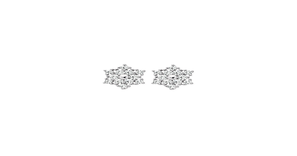 Silver Cz Snowflake Stud Earrings in White | Angus & Coote