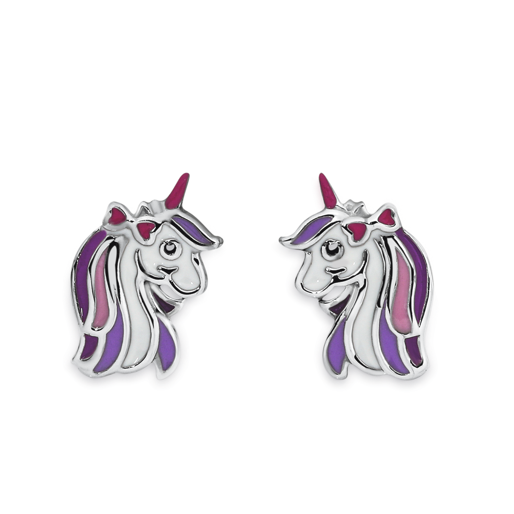 14K Gold Plated 925 Sterling Silver Pink Unicorn Hoop Earrings For Kid –  Forever Kids Jewelry