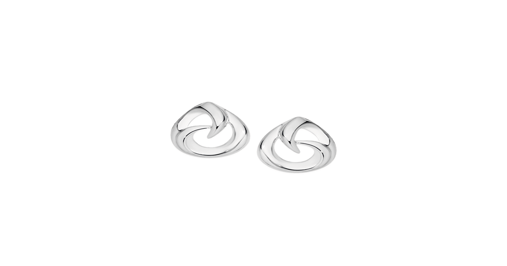 Silver Overlap Swirl Stud Earrings | Angus & Coote
