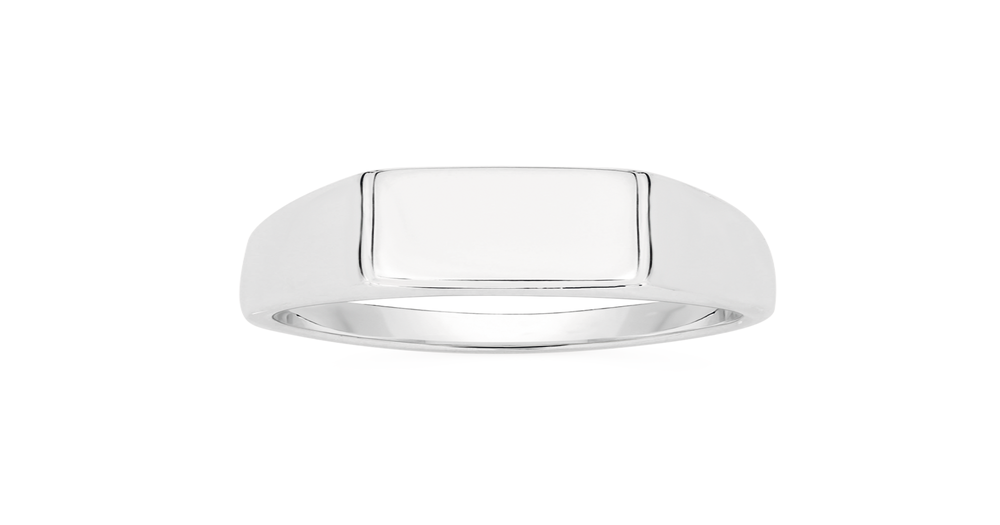 Silver Plain Rectangle Top Signet Gents Ring | Angus & Coote