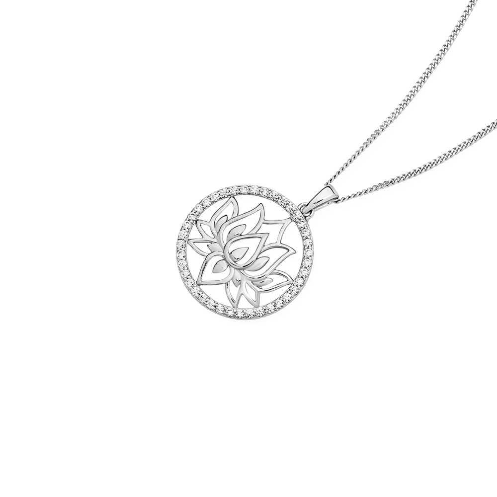 Silver deals flower pendant