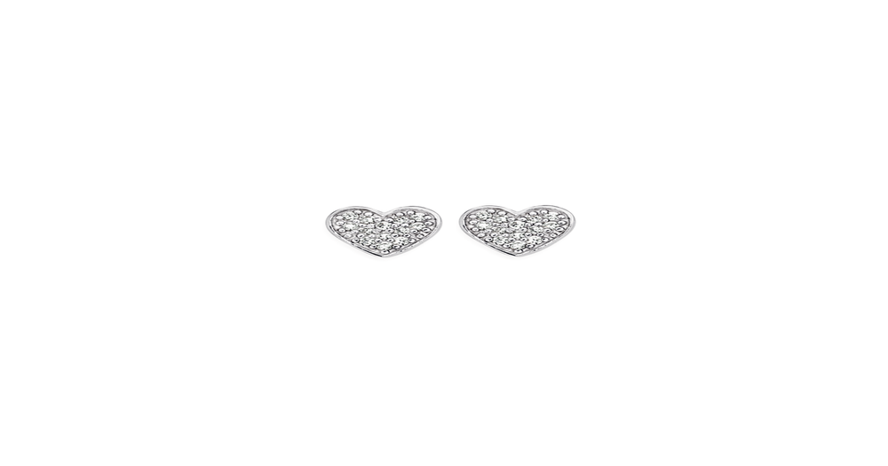 Silver Cz Heart Bezel Drop Hook Earrings