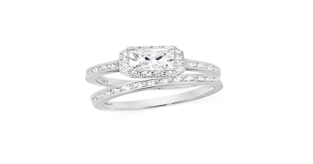 Silver Square Cluster Cz Ring Set Size Q In White Angus And Coote 3809