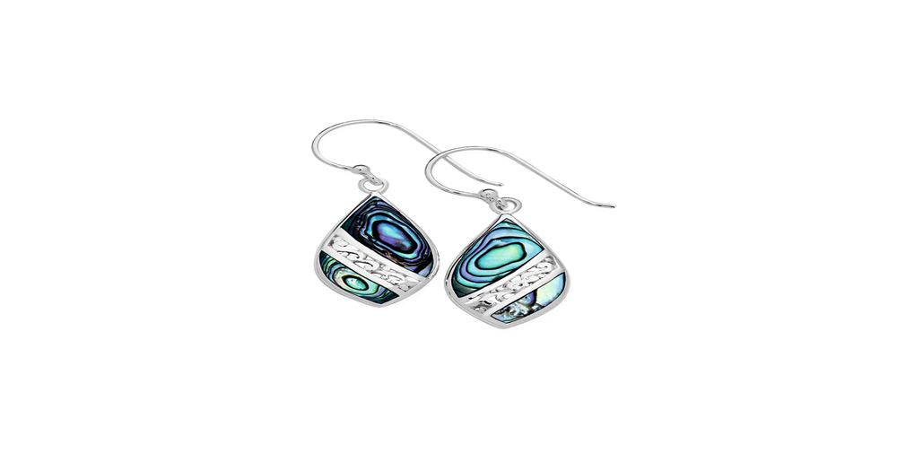 Silver Teardrop Paua Shell Hook Drop Earring | Angus & Coote